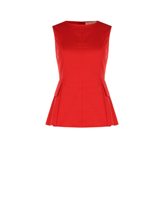 Top rosso in cotone con baschina