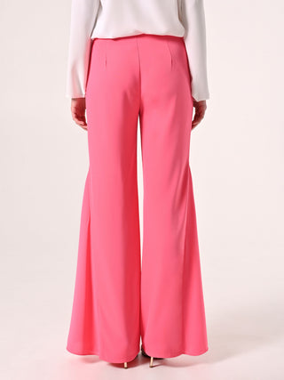 Pantalon en tissu crêpe cady couleur rose pâle