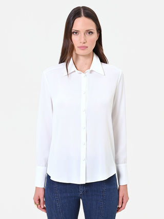 Camicia in raso panna bianco