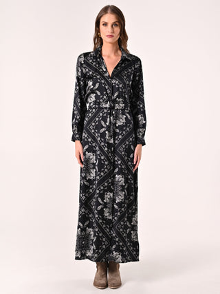 Robe en satin imprimé cachemire