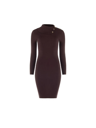 Robe fourreau en maille marron foncé