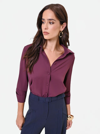 Satinbluse in Bordeauxrot