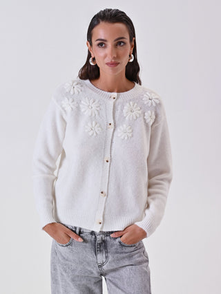 White Floral Cardigan