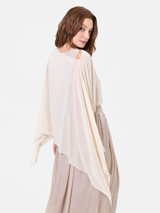 Cappa foulard in georgette beige chiaro