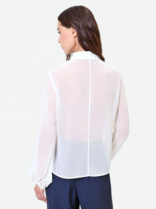 Camicia panna con ruches verticali