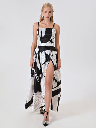 Black & White Printed Maxi Skirt
