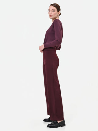 Pantalone a gamba larga bordeaux rosso