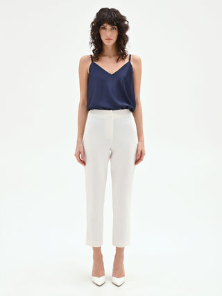 Cream Straight-Leg Trousers