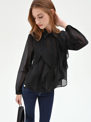Black Ruffle Blouse