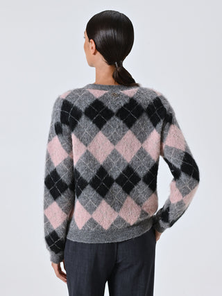 Cardigan Jacquard Fluffy Rombi