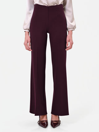 Pantalone a palazzo bordeaux in scuba mano crepe