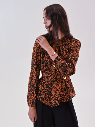 Blusa Animalier con Cinta