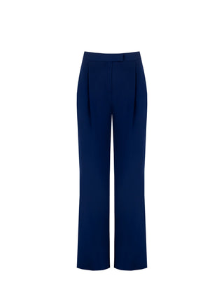 Blue Pleated Trousers in Polyviscose