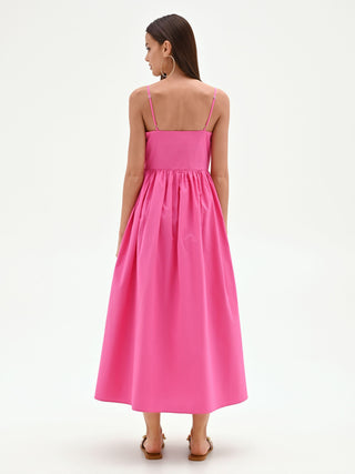 Fuchsia Midi Dress with Full Skirt