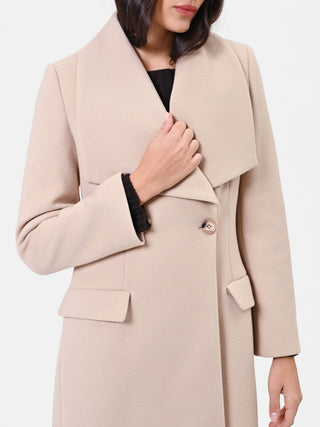 Long Dove Grey Coat with Wide Lapels