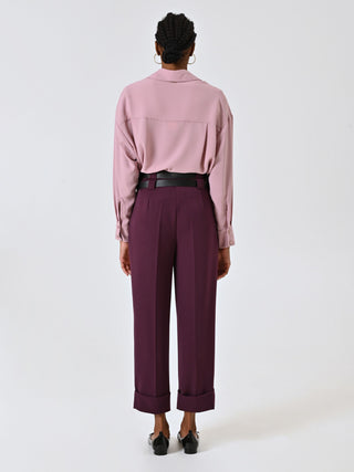 Pantaloni Bordeaux con Risvolto effetto Lana