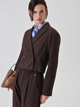 Chocolate Pinstripe Double-Breasted Jacket