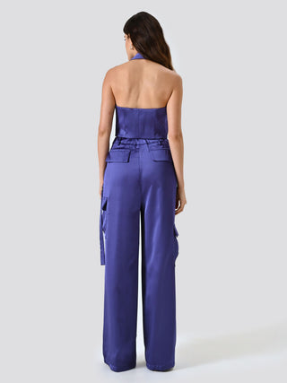 Pantaloni Cargo in Raso Viola