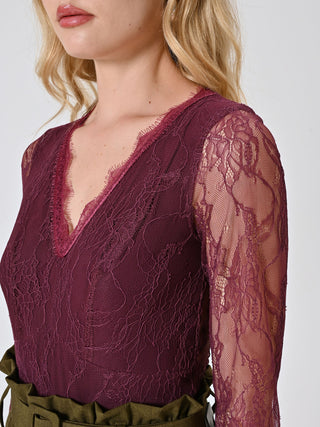 Burgundy Lace Bodysuit