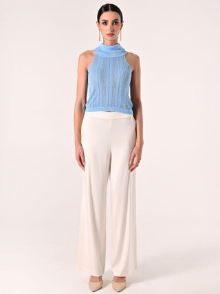 Light Blue Openwork Knit Top