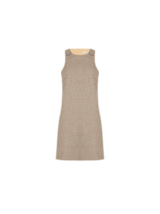Abito scamiciato tortora beige a trapezio