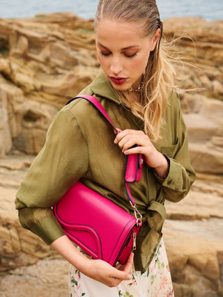Fuchsia Faux Leather Bag