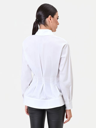 Camicia in cotone bianca con effetto corsetto