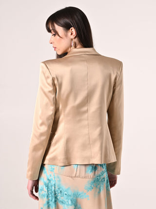 Jacke aus Viskosesatin in dunklem Beige
