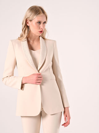 Beige Jacket with Rhinestones