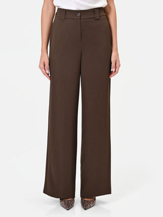 High-Waisted Chocolate Wide-Leg Trousers