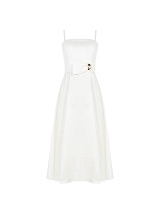 Cream Midi Dress with Jewel Detail
