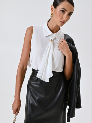 White Top with Lavalliere Collar