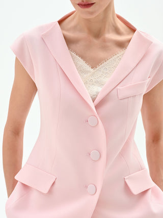 Gilet monopetto rosa pastello