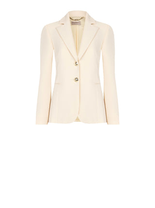 Two-Button Jacket in Light Beige Technical Fabric