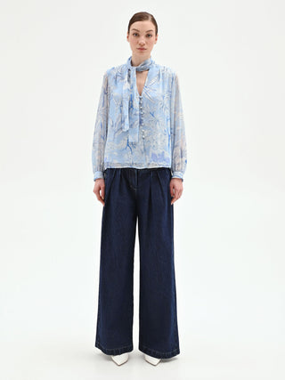 Light Blue Foliage Blouse