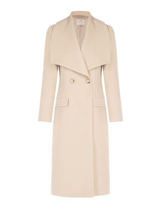 Long Dove Grey Coat with Wide Lapels