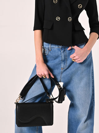 Black Faux Leather Bag
