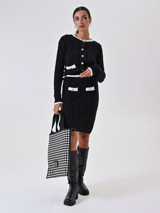 Two-Tone Cable-Knit Skirt
