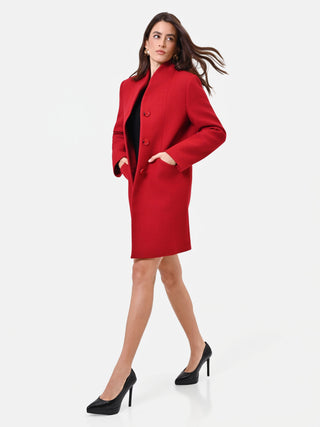 Cappotto monopetto rosso con collo a listino