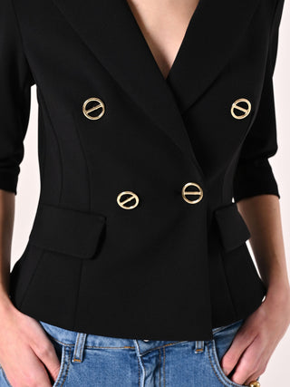 Short Black Jacket in Scuba Crepe