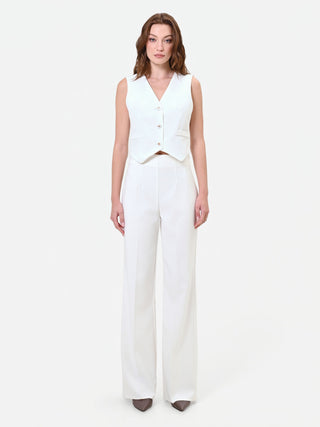 Gilet monopetto bianco in tessuto tecnico