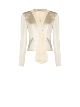 Light Beige Draped Satin Jacket