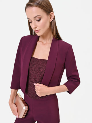 Open short jacket in burgundy technical fabric
