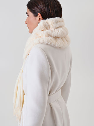 Écharpe blanche à empiècement effet fourrure