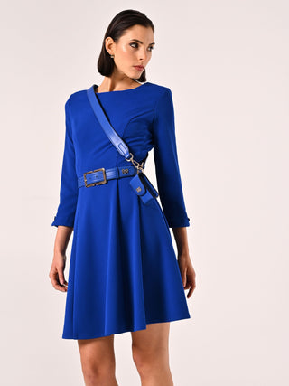 Blue China Belt with Rectangular Buckle