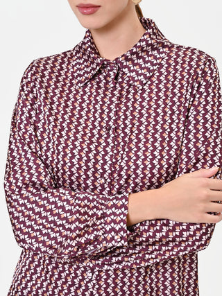 Burgundy shirt with micro-geometric pattern
