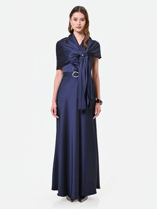 Stola blu navy in raso con anello
