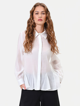 Chemise en viscose blanc crème à basque