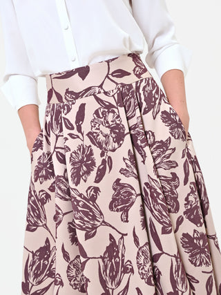 Gonna jacquard fantasia rosso bordeaux