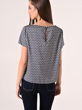 Geometric-Print Blouse